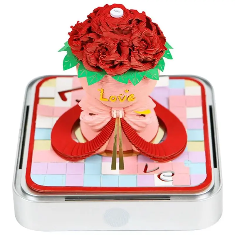 

AEF7-3D Calendar 2025,Valentine's Day Rose Bouquet,3D Tear Away Calendar,Rip Away Calendar,Tearable 3D Paper Notepad