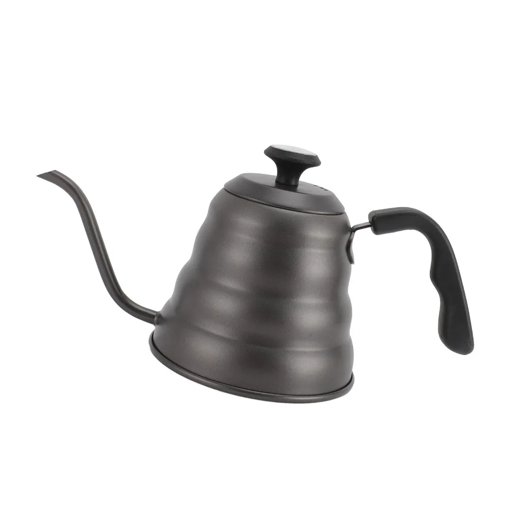 1200ml Capacity Pour Over Coffee Kettle Induction Cooktop Compatible Stovetop Suitable Stainless Steel Kettle Black Color