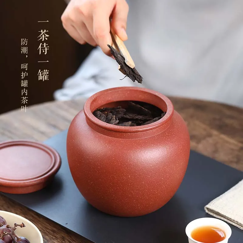 

Yixing original mine purple sand tea jar with large capacity, one kilogram packaging, high-quality awakening tea jar, handcrafte