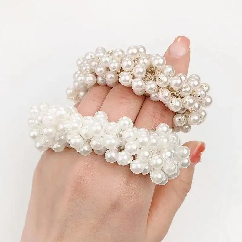 Korean Bead Pearl Headband Fashionable Hair Tie Bracelet Trendy Dual-purpose Hair Cord Hair Accessories