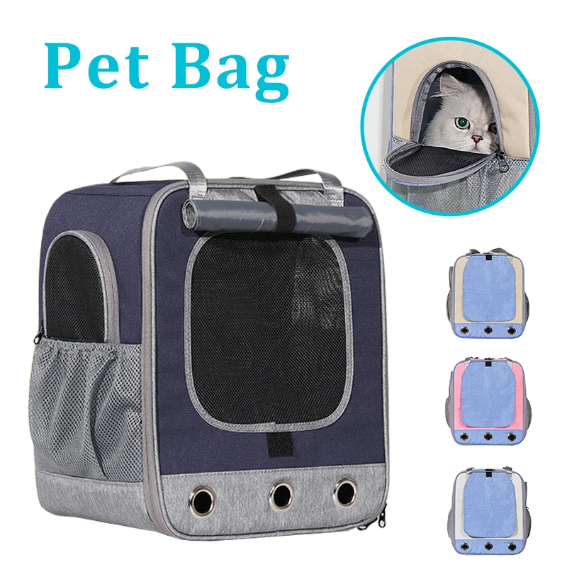 Portable Dog Cat Carriers Breathable Mesh With small Window Dog Backpack Foldable Large Capacity Cat Carrying Bag Pet Supplies