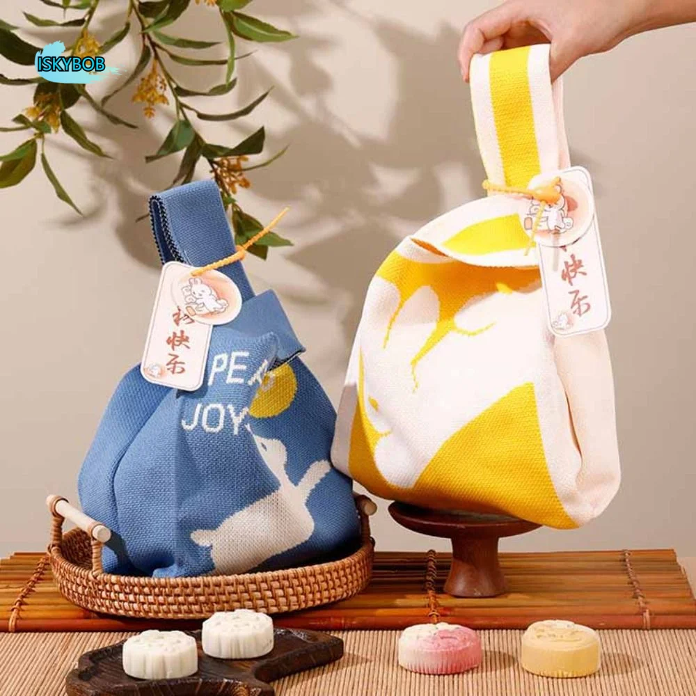 

Mid-Autumn Festival Mooncake Gift Bag Rabbit Large Capacity Knitted Handbag Vest Wrist Bag Package Bag Mini Knot Wrist Bag