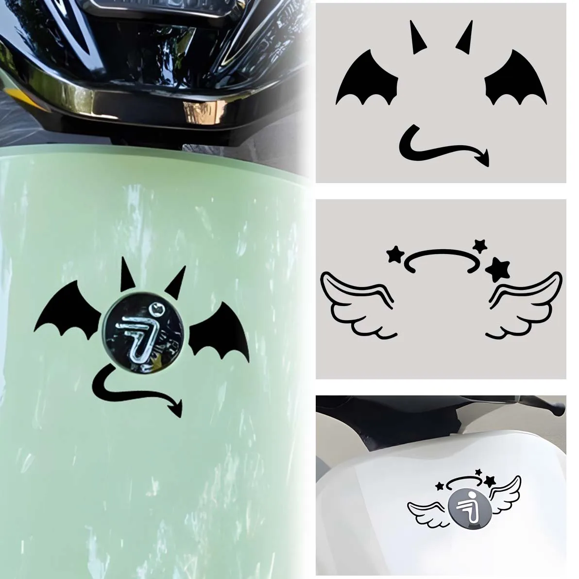 Nette Teufel und Engel Flügel Motorrad Aufkleber Motor Roller Körper Helm Dekor DIY Vinyl Aufkleber Zubehör Für Honda Suzuki