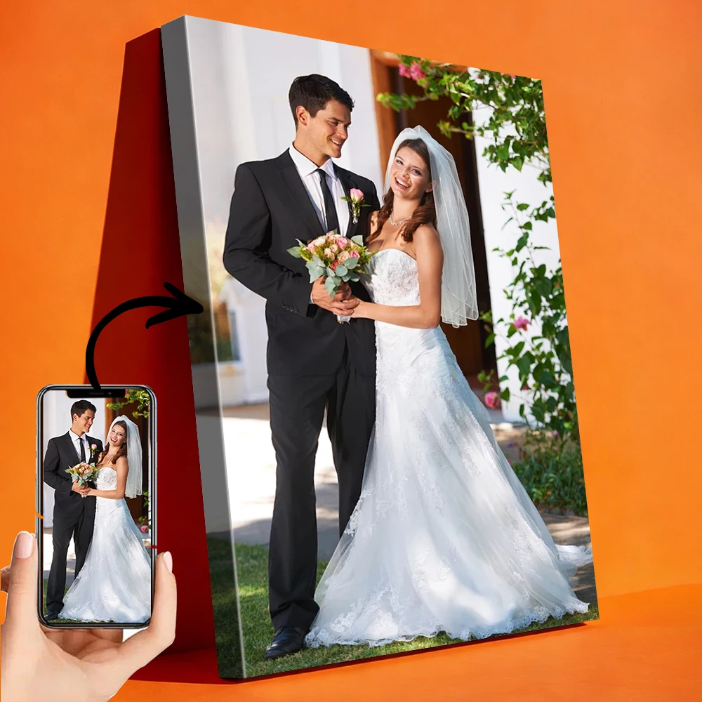 1 pieza de fotos personalizadas en lienzo con marco de madera DIY o póster sin marco, fotos personalizadas para tu pareja, póster personalizado