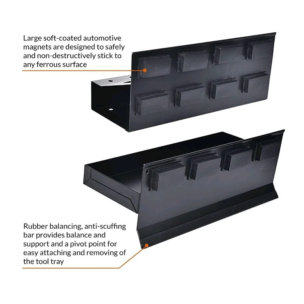 Magnetic Tool Organizer Set with 2 Trays Spray Can Holder and Paper Towel Dispenser for Automotive Workbench Use