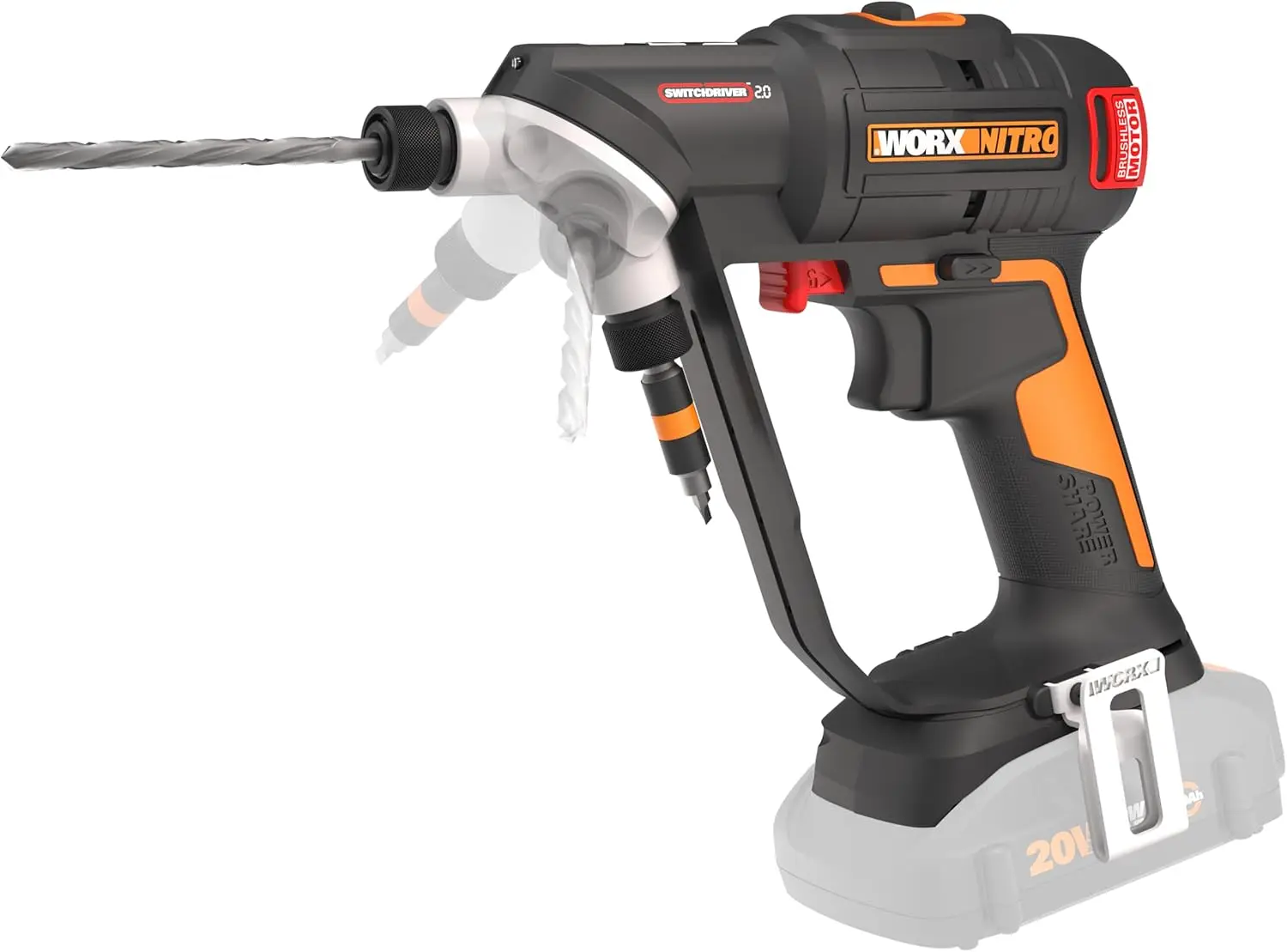 

20V SwitchDriver 2.0, 2-in-1 Brushless Cordless Drill Driver, Dual 1/4" Chucks, Compact Cordless Drill with Digital Torque Setti