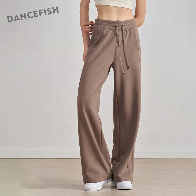 

DANCEFISH High Waist Slimming Yoga Trousers Naked Drawstring Waistband Sportwear Outdoor Fashion Pendawearnt Straight Leg Pants