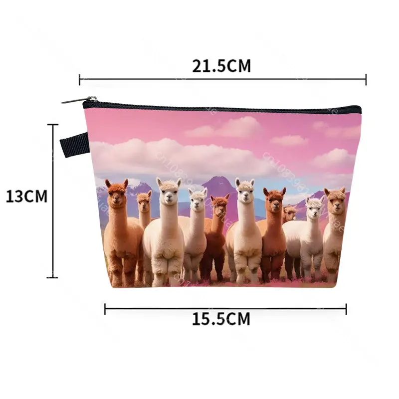 Funny Animal Alpaca Pattern Cosmetic Case Llama Storage Bag Women Makeup Bags Cosmetic Bag Organizer for Travel Lipsticks Holder