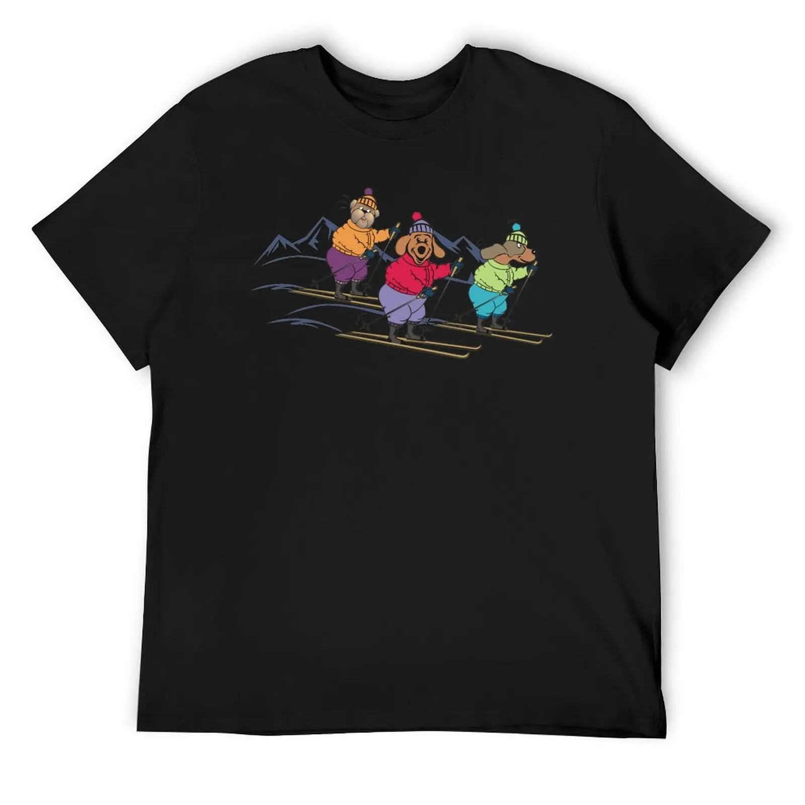 

Three Cartoon Dogs Skiing T-Shirt custom shirt Man t-shirt vintage mens designer t shirt