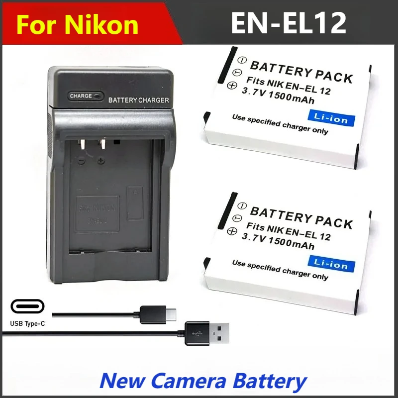 

1500mAh EN-EL12 EN EL12 Battery Charger For Nikon S610 S610c S620 S630 S710 S1000pj P300 P310 P330 S6200 S6300 S9400 S9500 S9200