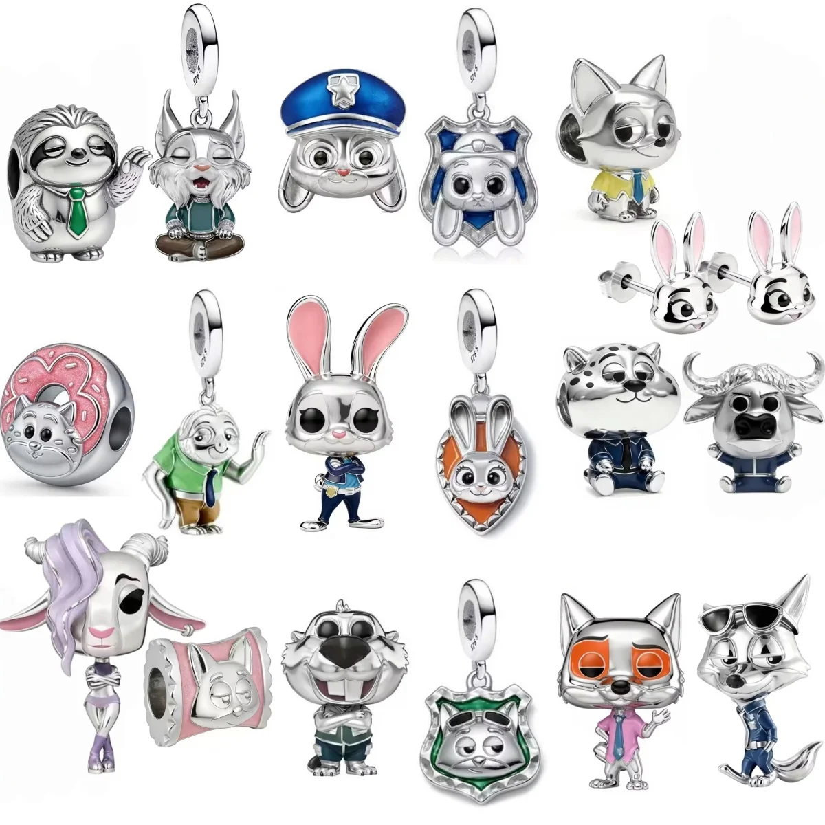 

2026 New Disney New 925 Silver Zootopia Charm rabbit fox Bead fit 3mm Original Bracelet Necklaces Exquisite DIY Jewelry Gifts