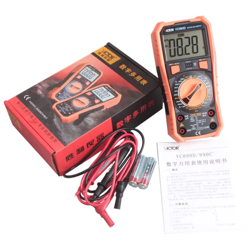 VC890D Handheld Multitester Digital Measurement Covering Multi-spec Ranges Continuity Beep Alarm Diode Triode Test