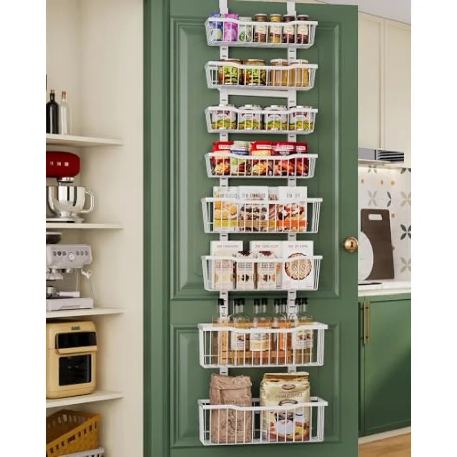 

Over The Door Organizer 8-Tier Over The Door Pantry Organizer with Adjustable Baskets Metal Hanging Pantry Organizers and Stora