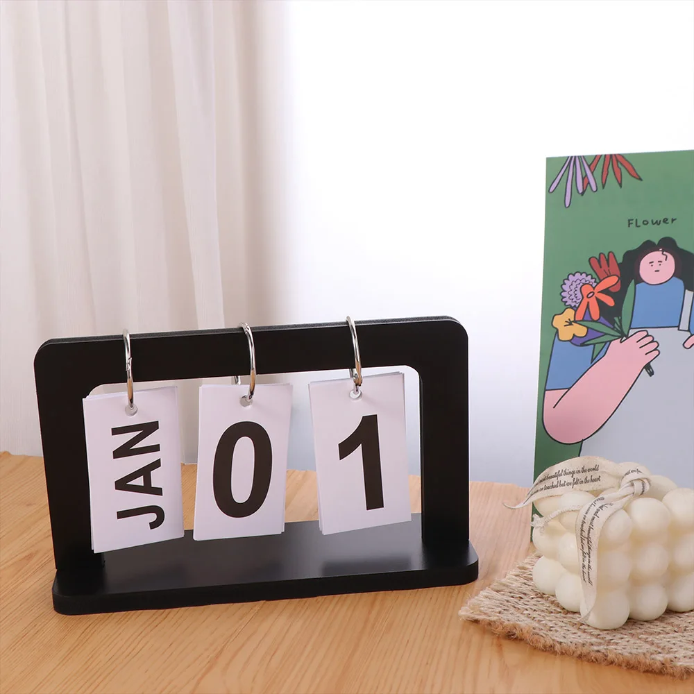 

Home Decor INS Wooden Calendar Solid Durable Desktop Schedule Creative Nordic Style Perpetual Calendar Office
