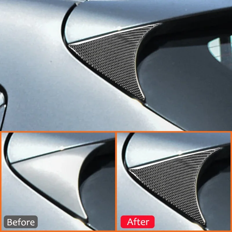 Carbon Fiber Car Hatchback Tail Wing Rear Bumper Trim Lip Spoiler Triangle Panel Decoration Sticker For Mazda 3 Axela 2014-2017 2