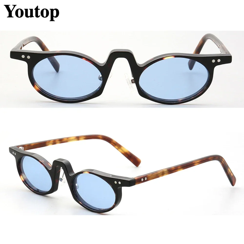 Vintage Handmade Retro Oval Women Polarized Sunglasses for Men Round Sun Glasses Black Clear Tortoise Blue UV400 Driving Eyewear