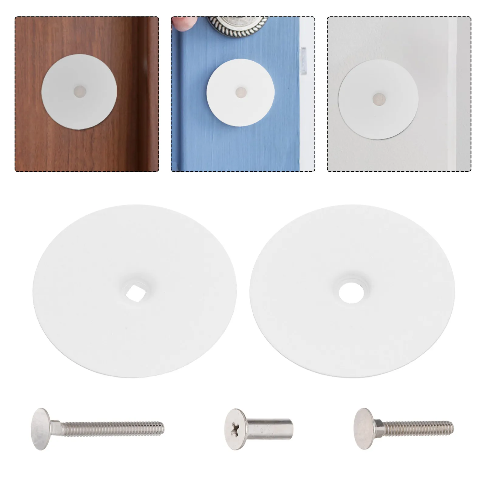 2 Set Stainless Steel Door Hole Cover Filler Plate Deadbolt Knob Hardware Repair for Lock