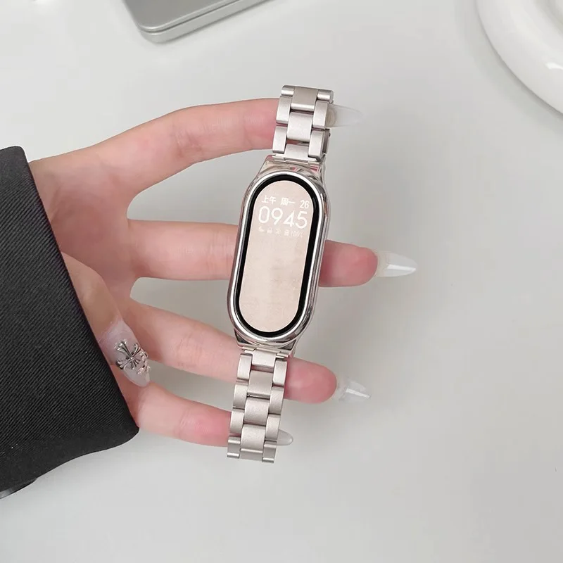 Ремни из нержавеющей стали для Xiaomi Mi Band 9 8, аксессуары для ремешков, металлические сменные браслеты Pulseira Correa Miband9, ремешки Miband 8