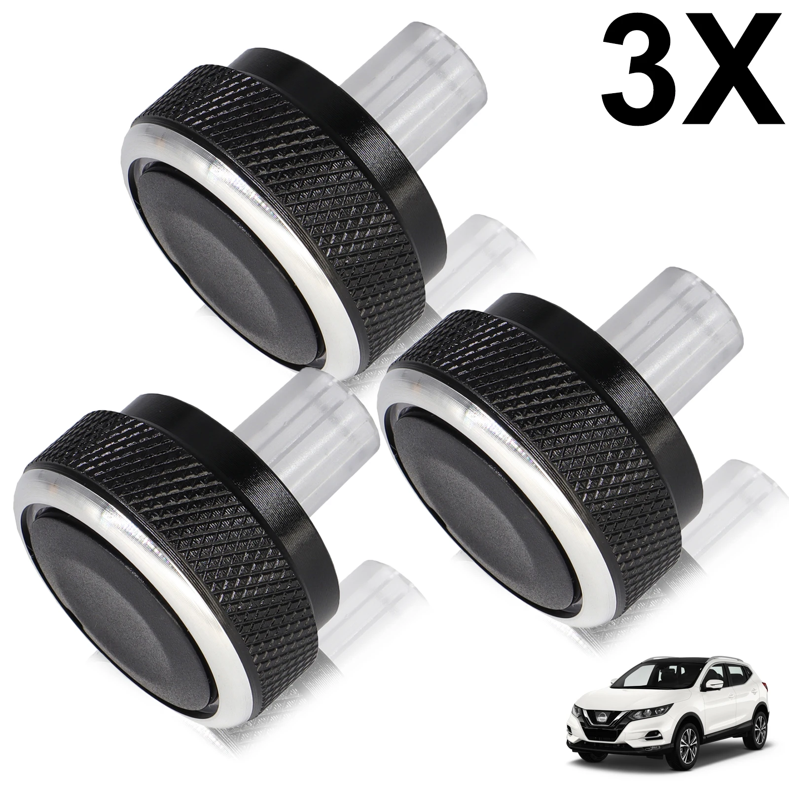 3pcs AC Air Conditioning Aluminum Alloy Switch Heat Control Knob For Nissan Qashqai Dualis J10 2006-2013 Climate Button Switches