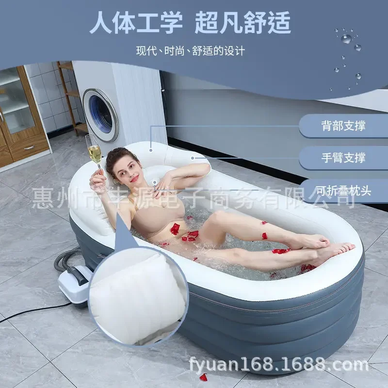 Bañera inflable de SPA con almohadilla de masaje de burbujas, versión extendida gruesa de Surf Jacuzzi plegable con cojines 167*75*65CM