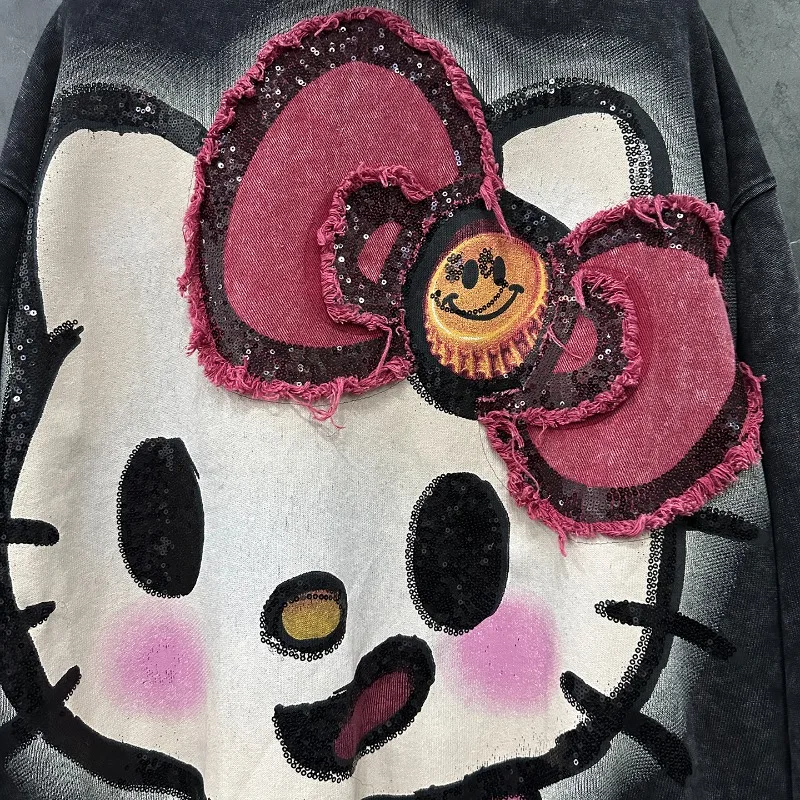 2025 Autumn Heavy Industry New Cartoon Hooded Cardigan Sweatshirt Jacket For Women's Loose Casual Age-Reducing Zipper Top Hoodie