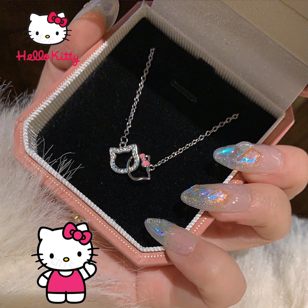 

Sanrio Kawaii Necklace Anime Character Hello Kitty Y2K Pearl Pendant Cartoon Sweet Accessory Card for Cute Girl Birthday Gifts