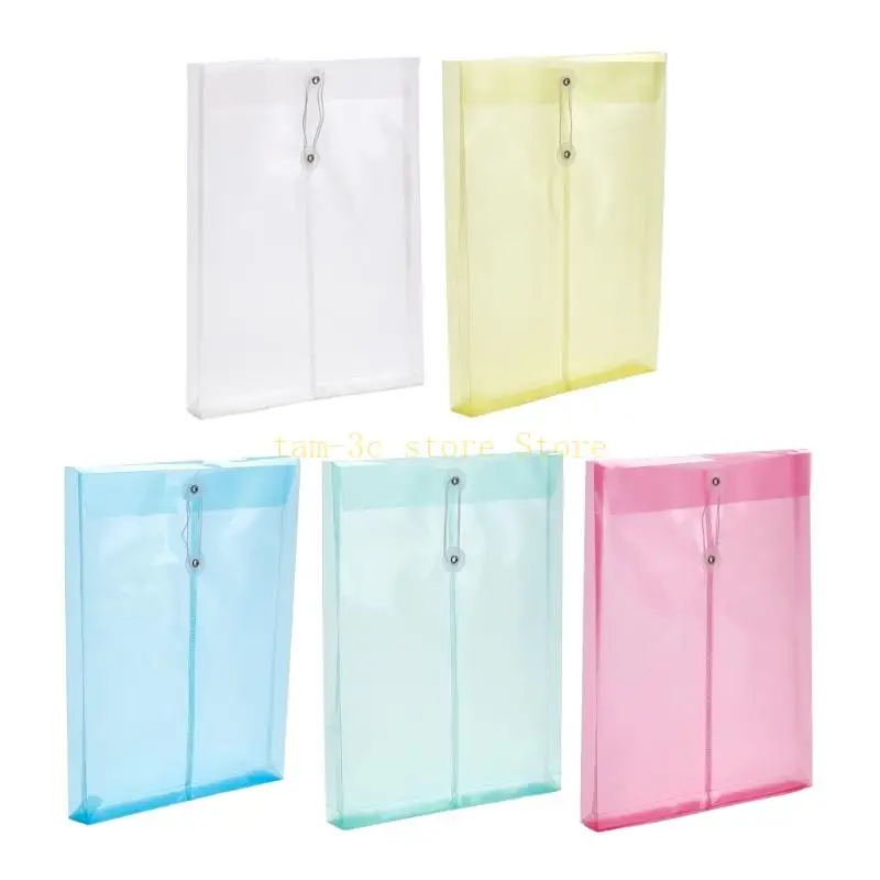 20 Pieces Transparent File Bag Letter Size File Wallet with String Closure Receipt Wallet Document Folder File Envelopes