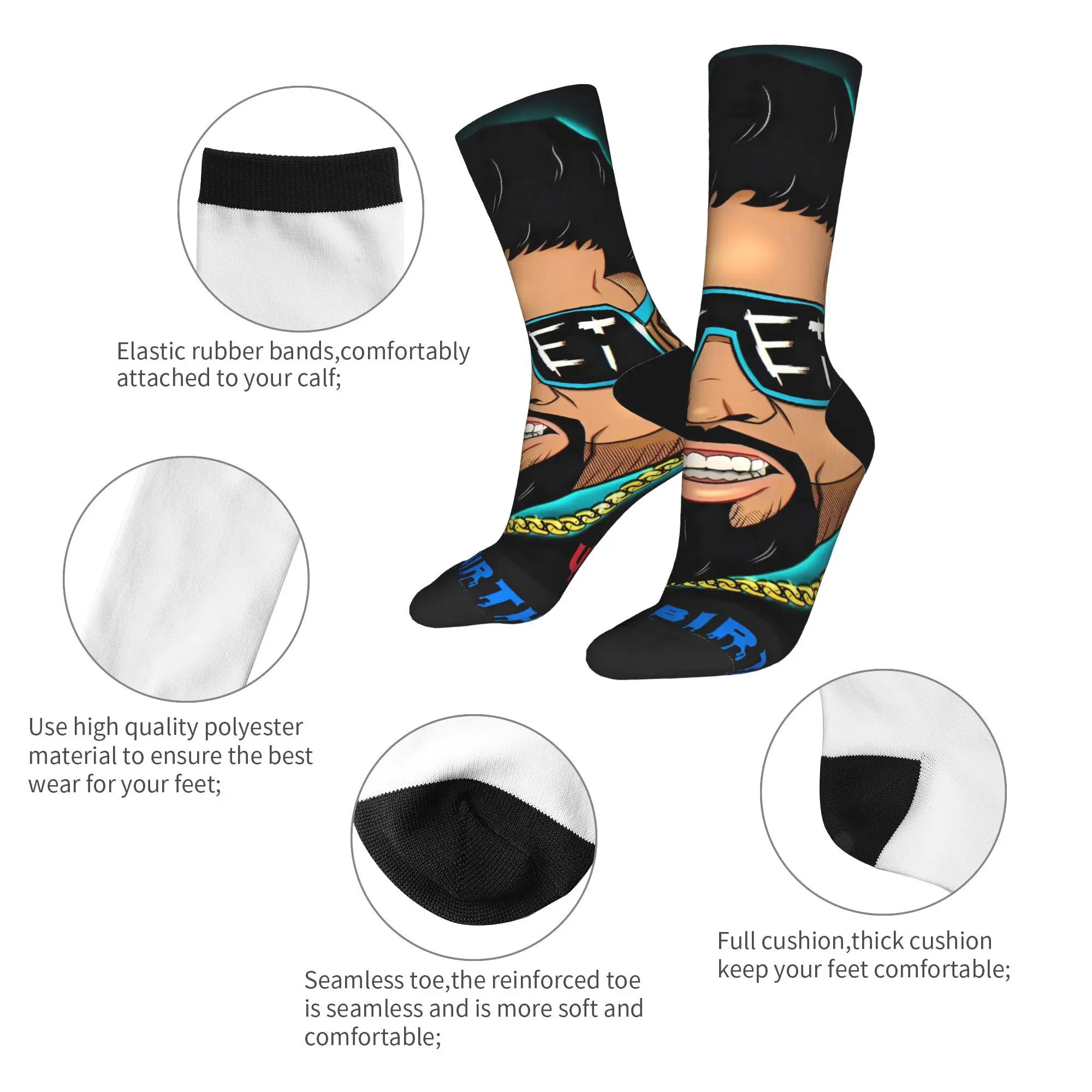 JEY YEET USO レスリングソックス プリントストッキング 滑り止め ユニセックス メンズソックス 快適な秋面白いランニングスポーツソックス
