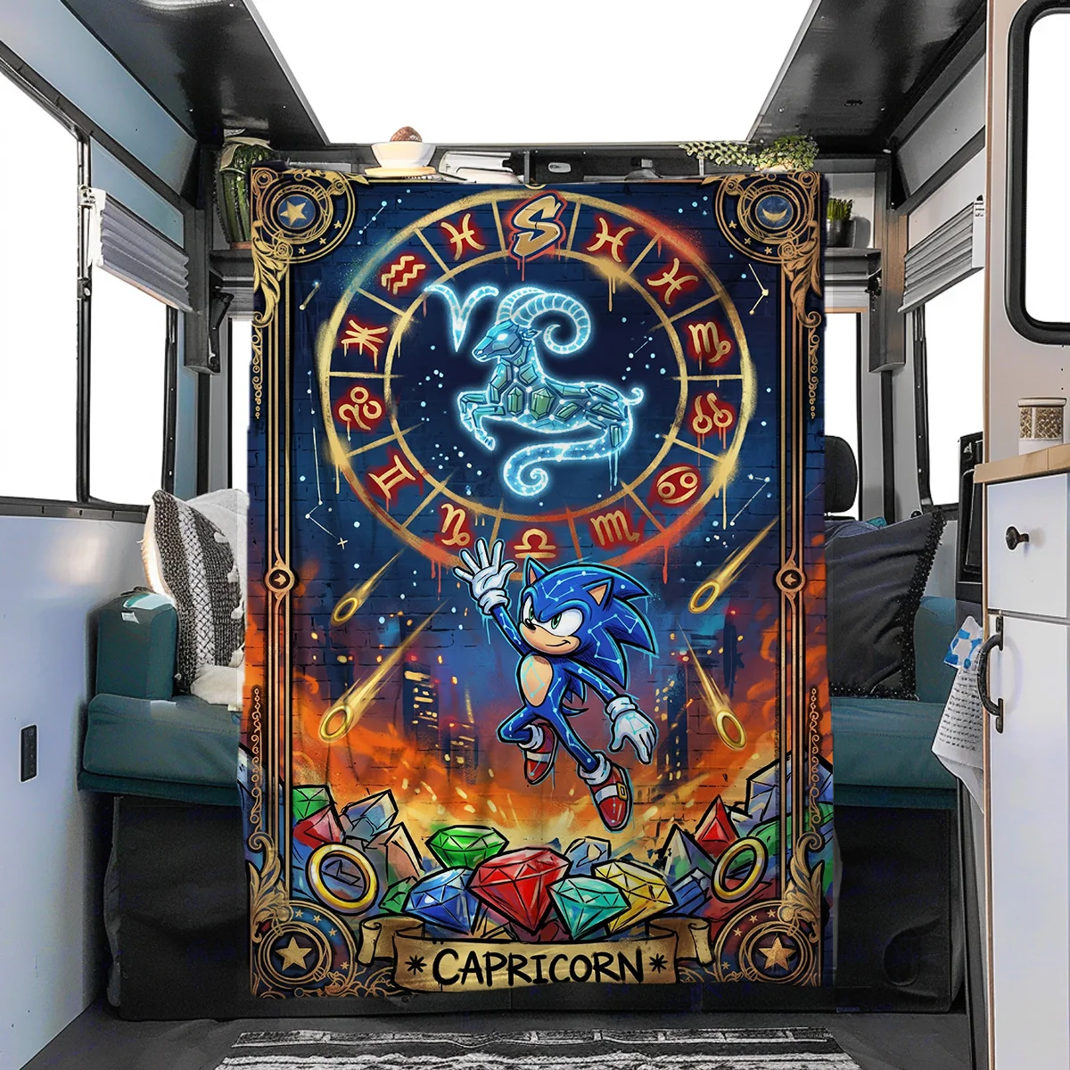 Sonic the Hedgehog Printed Flannel Blanket Warm Cozy for Bedroom Sofa Bed Chair Picnic Travel Use YUN6514