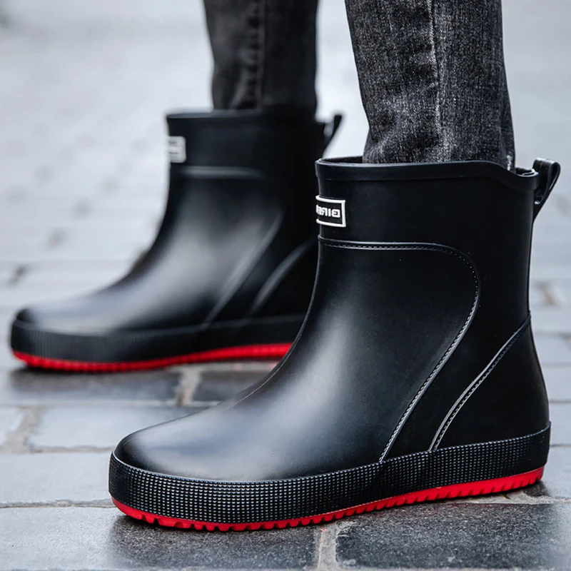 Men's Rain Boots Waterproof Rubber Boots Unisex Working Shoes Platform Non-slip Male Boots Special Shoes Outdoor Fishing Boots