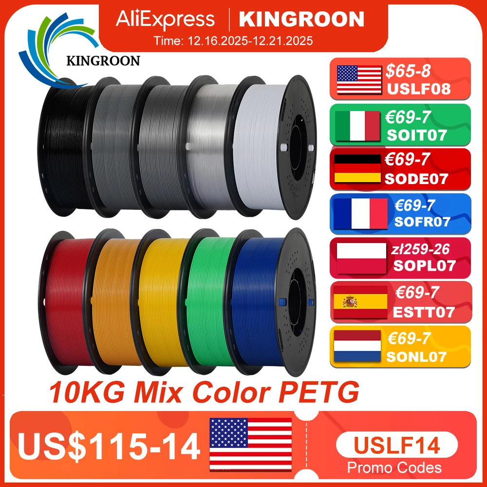

10KG 1.75mm PETG Filament Tangle-Free, High Quality 3D Printing Eco-friendly Plastic Consumables 22LBS, vacuum packaging 3D Prin