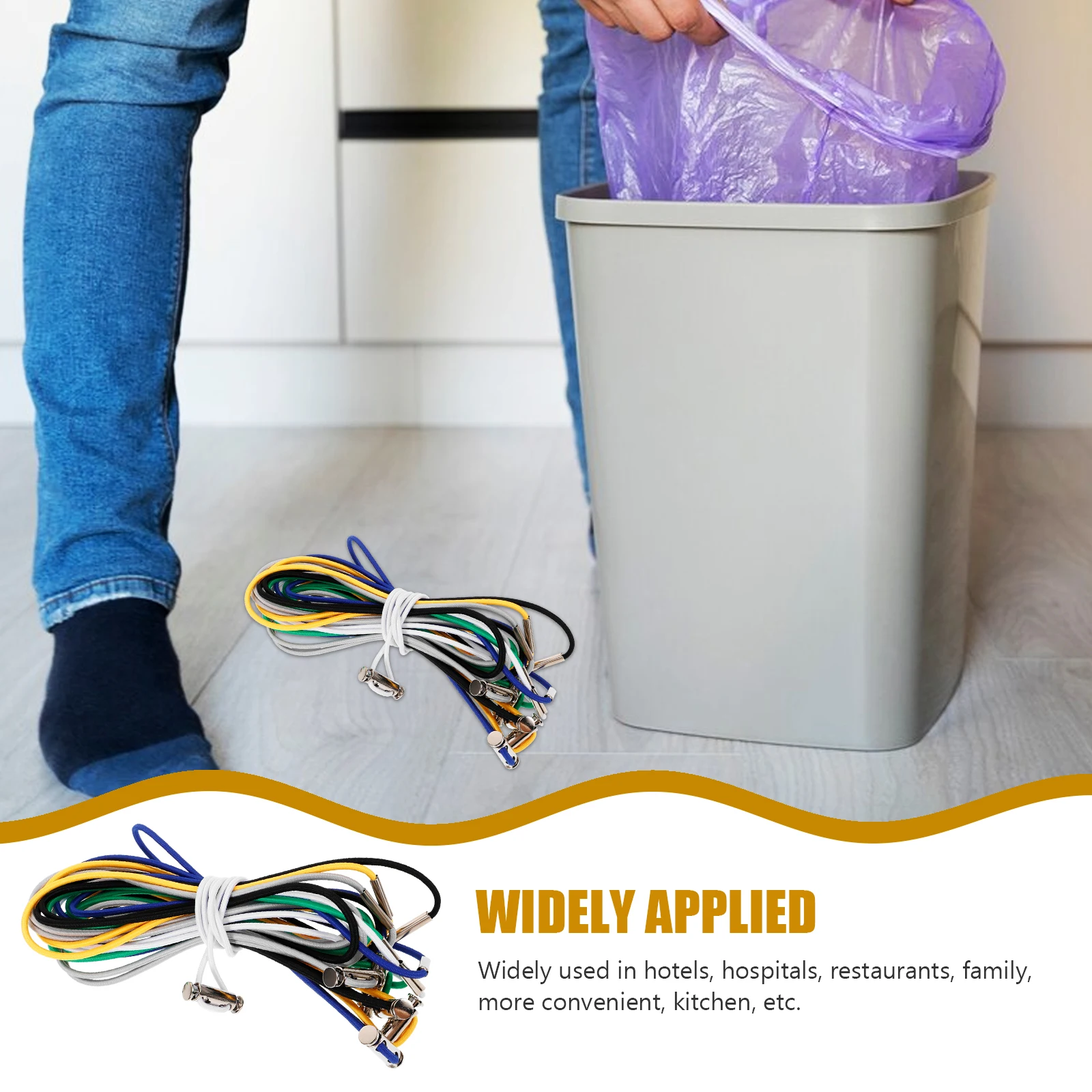 

6pcs Elastic Trash Bag Band Anti-Fall Fixing Ring For Garbage Bin Waste Basket Household Kitchen Office Hotel Use