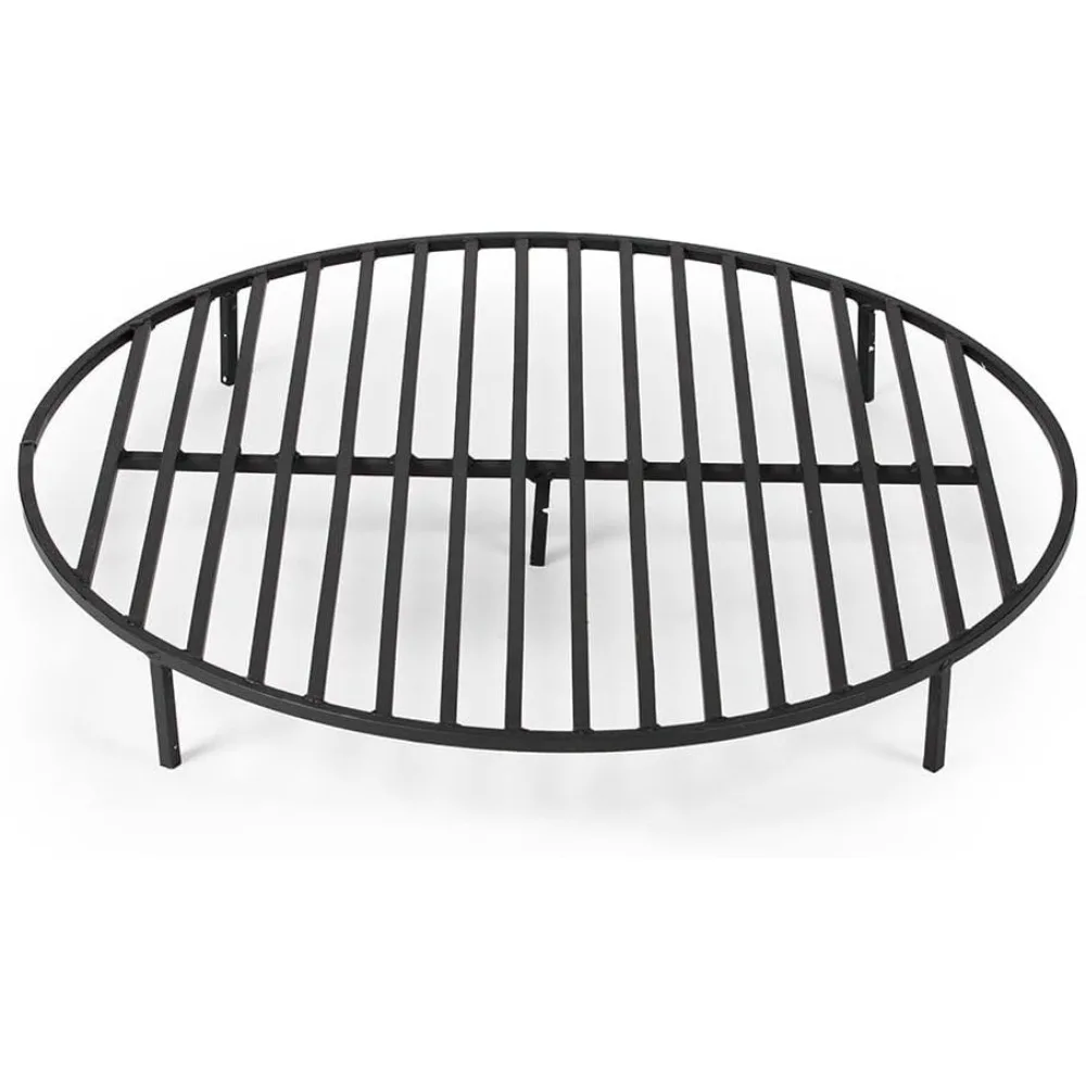 

TITAN GREAT OUTDOORS Ash & Ember Round 36in Fire Pit Grate, Heavy Duty 1/2in Steel Elevated Log Wood Pit Grate, Burning Fireplac