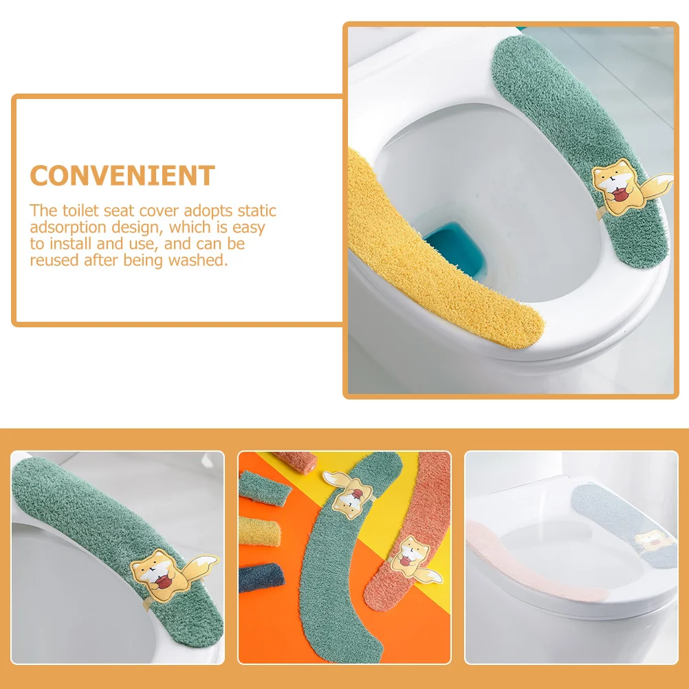 

2Pairs Toilet Seat Cover Warm Washable Soft Fiber Pads Easy to Install and Reuse Nonslip for Winter Toilet Seat Cover
