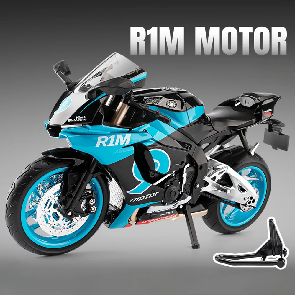 

1:9 R1M Honda CBR 1000RR Alloy Car Diecast Model Miniature Toys Motorcycle Front Wheel Steering Sound Light Vehices for Boy Gift