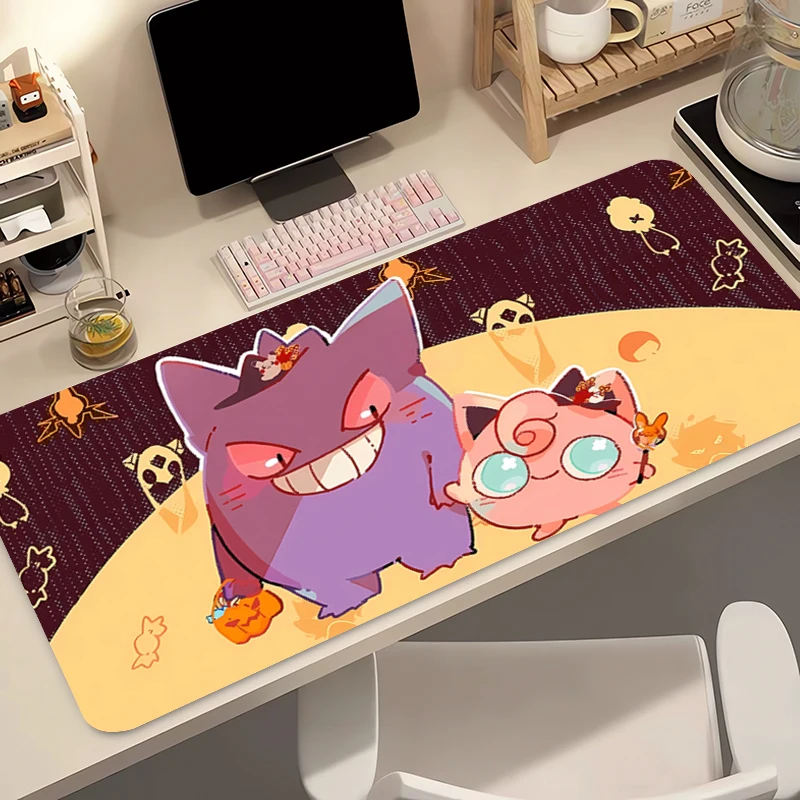 Anime mouse pad 90x40cm pokemon gengar acessórios de jogos varmilo teclado tapete de mesa gabinete gamer tapete mousepad