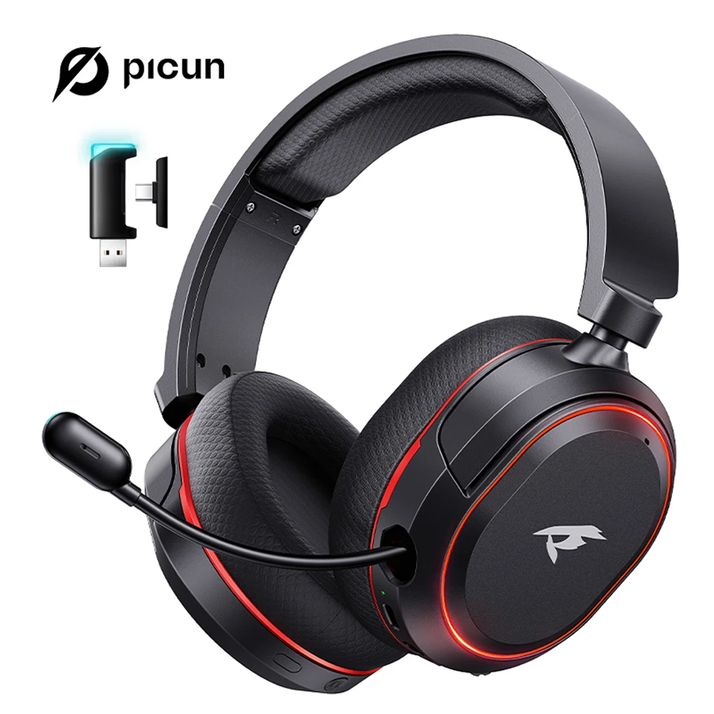 

Picun G2 2.4G Wireless Gaming Headset Bluetooth Headphones 5ms Low Latency 7.1 Surround ENC Mic For PC PS4 PS5 Phone Switch
