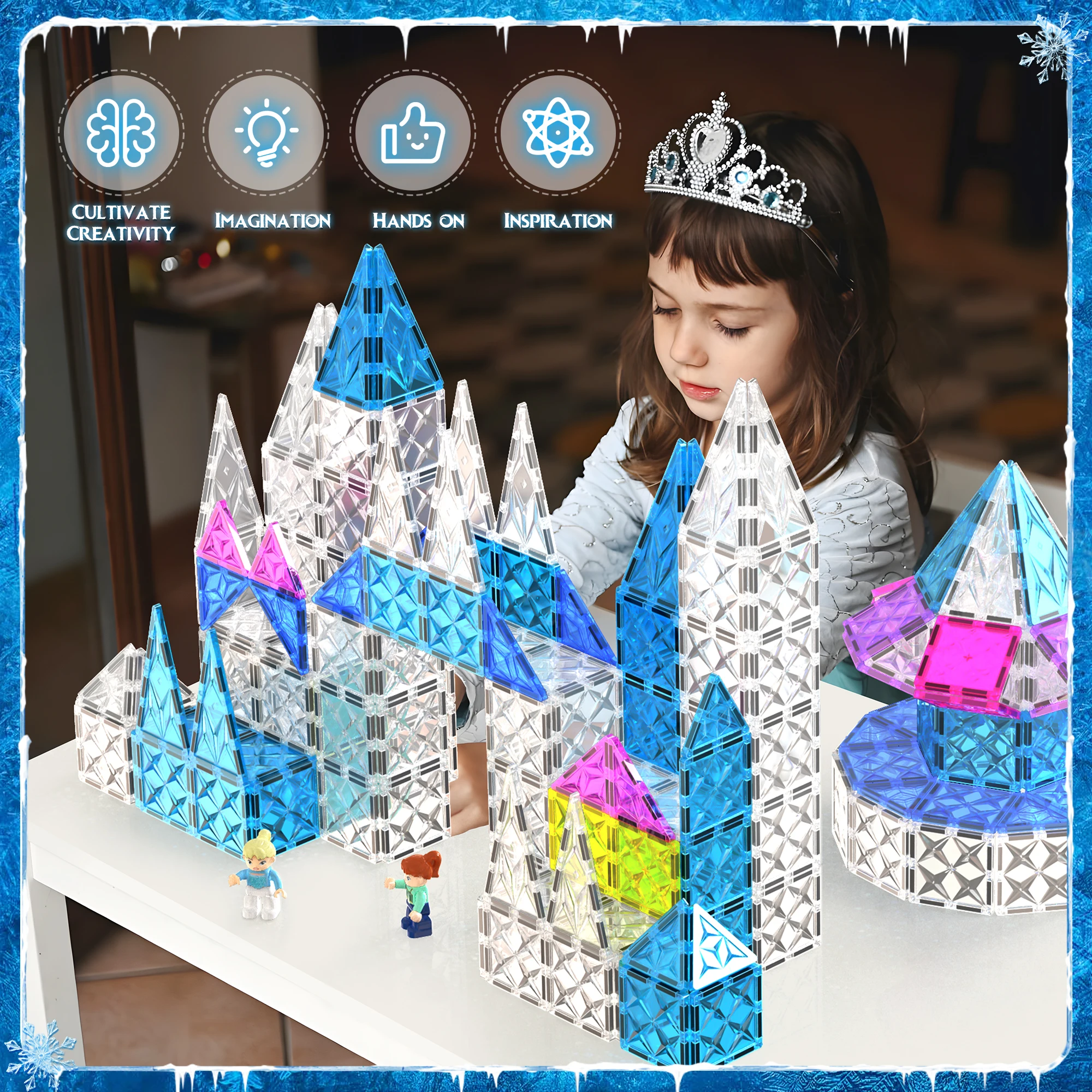 80 pçs playards magnéticos telhas conjunto brinquedos magnéticos para crianças stem blocos de construção sensorial criativo crianças aprendizagem manipulativa