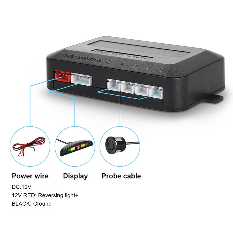 Car LED Parking Sensor Kit with 4 Radar Accurate Digital Display of Obstacle Distance Alarm Parktronic Kit Suitable For Most Car