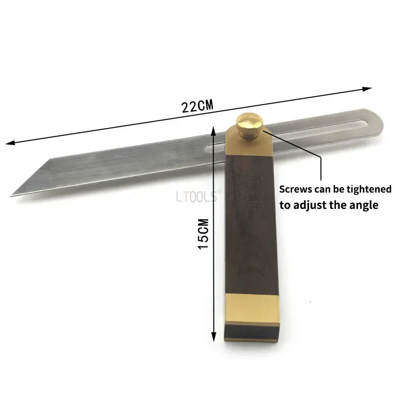 エボニーウッドハンドル付き木工マーキング定規、調整可能な角度ゲージ、スクエアスライド、t-beel、レベル測定ツール、ゲージ、木工