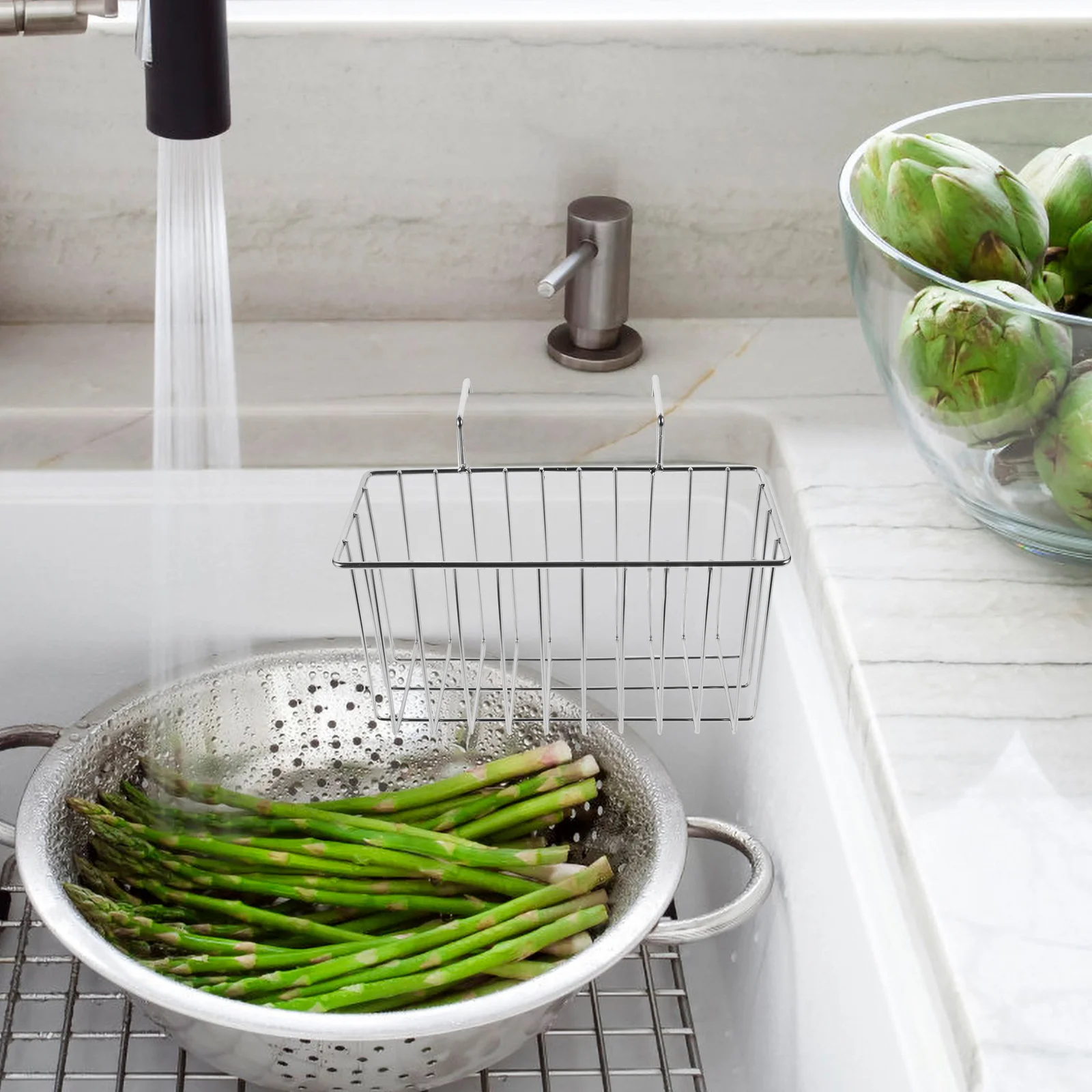 

Stainless Steel Sink Drain Basket Kitchen Sponge Holder Corner Strainer Storage Rack Safe Kitchen Storage Organizer