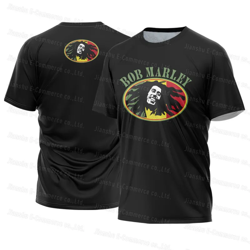 Bob Marley Verão Manga Curta Rocha Do Punk 3D Impressão T-Shirt Casual Moda Oversize Camisa De Basquete Top Preto 6xl