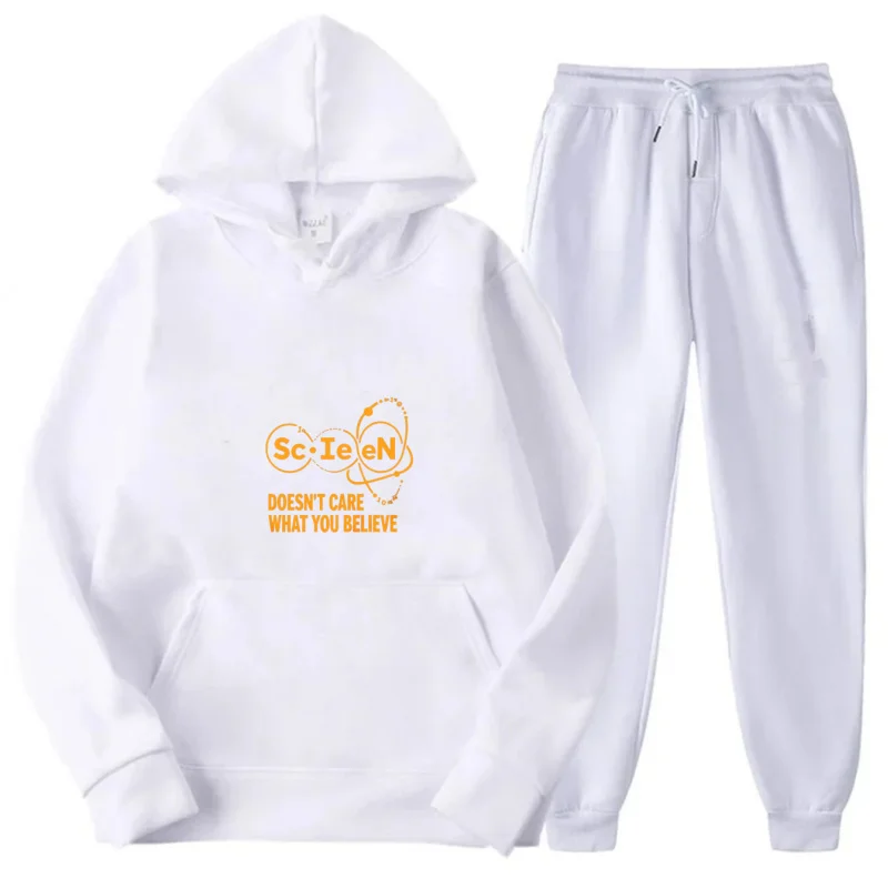 مجموعة هوديي رمادية + العلوم لا يهتم ما تعتقد النمط والنص المطبوع #3