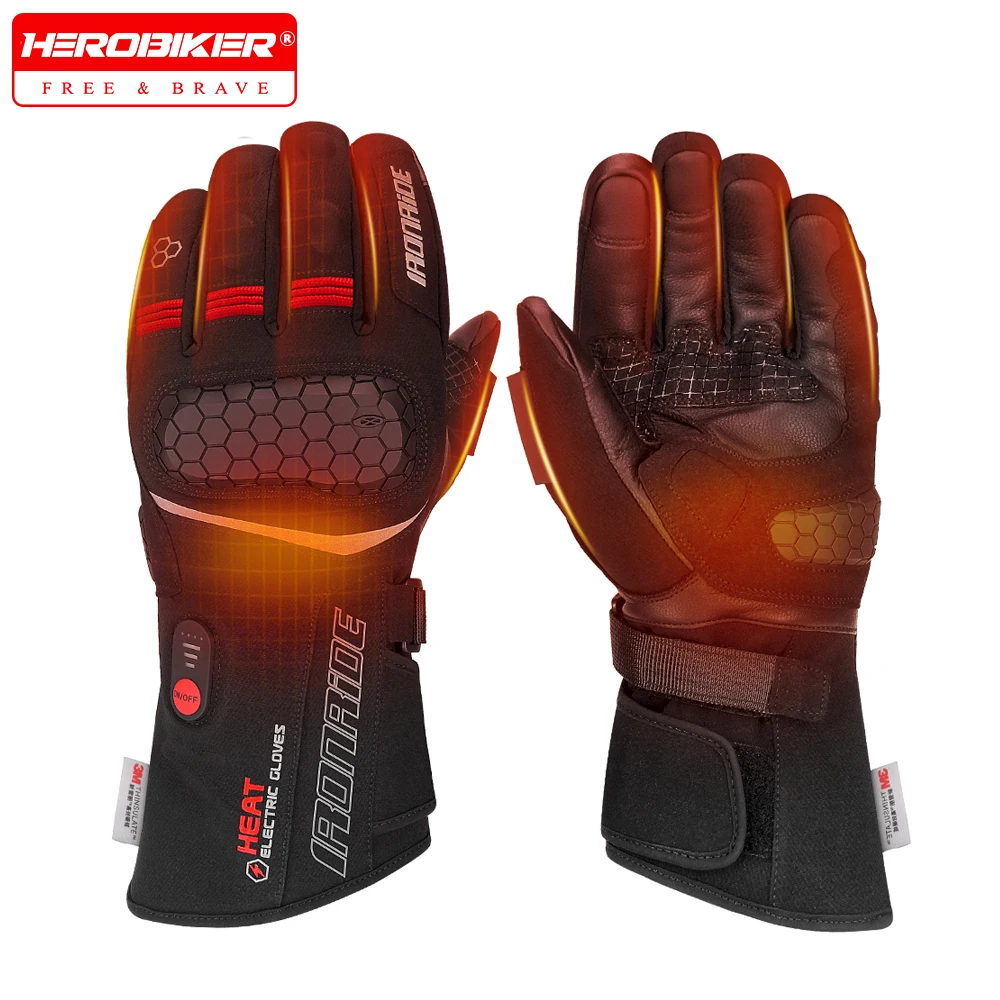 

Winter Motorcycle Heated Gloves Warm Waterproof Non-slip Skiing Motorcycle Gloves Touch Screen Outdoor Sports Heating Gloves