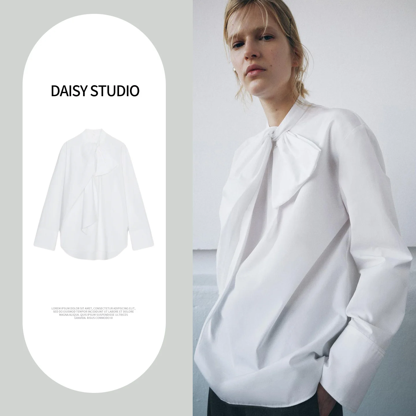 

Elegant Style Women's Shirt Bow Tie Long Sleeve round Neck Polyester Fiber Breathable Spring New Arrival 1074891