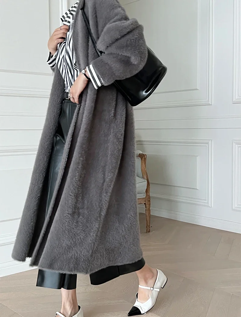 Chic Beige Waterproof Mink Cardigans Women  Winter Soft Elegant Long Cardigan Knitted Ladies Autumn Korean Knitwear