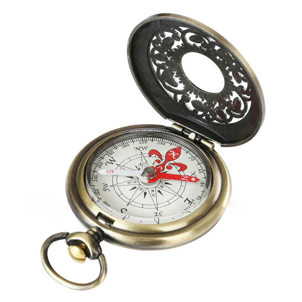 Vintage Bronze Compass Pocket Size Compass for Outdoor Hiking Camping Kid Gifts Retro Pocket Watch Compass Outdoor Tool