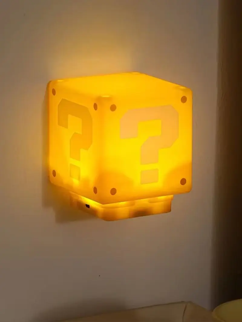 Super Marrio Bros LED Question Mark Brick Night Light USB Charging Desk Lamp Light for Kids Birthday X-mas Gifts