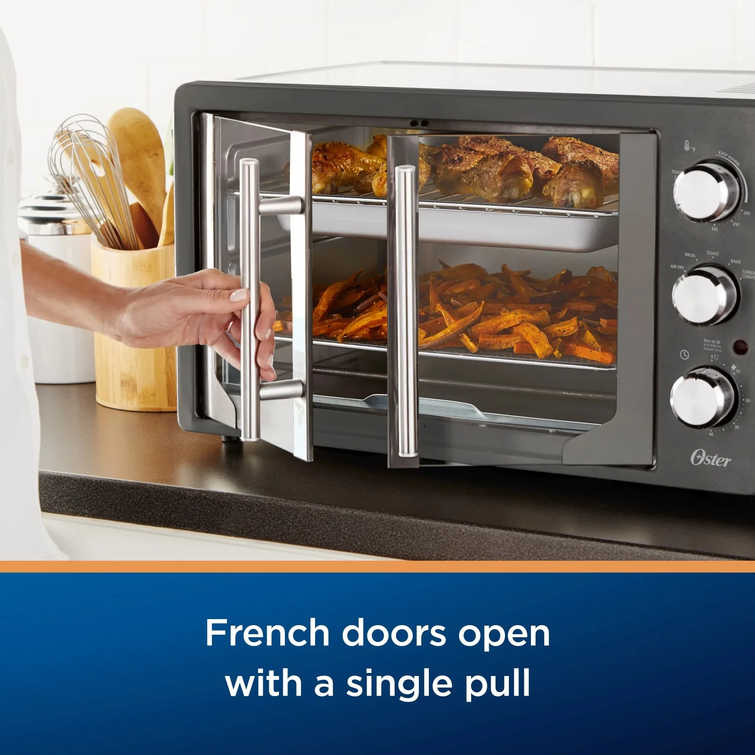 Extra-Large French Door Air Fry Countertop Toaster Oven Electric Oven Pizza Oven