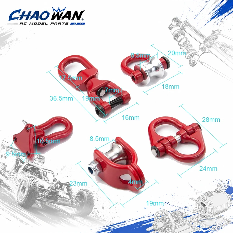 Aluminum Alloy Tow Shackles Recovery Hooks for Axial SCX10 1/10 RC Crawler Car Upgrade Replacement Accessories